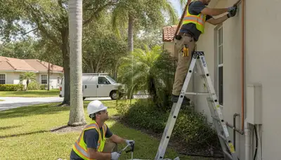 Lakeland, FL plumbing repair technician servicing a residential pipe leak