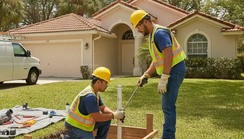 Lakeland, FL plumbing repair technician fixing a leak for a local residential service call