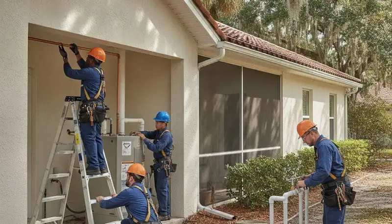 Plumber repairing a leak in Lakeland, FL for a plumbing repair service