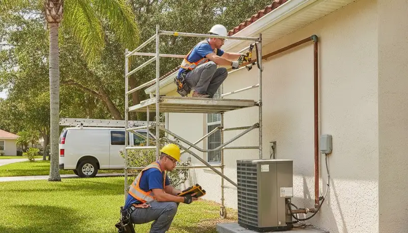 Lakeland, FL plumbing repair technician servicing a residential pipe leak
