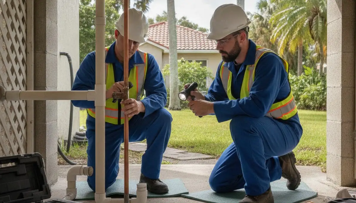 Professional plumber providing repair service in Lakeland, FL for a residential plumbing issue