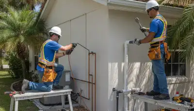 Lakeland, FL plumbing repair technician fixing a residential pipe leak