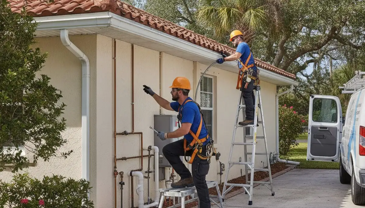 Lakeland, FL plumbing repair technician servicing a residential pipe leak