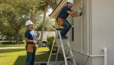Lakeland, FL plumbing repair technician servicing residential plumbing at a local home
