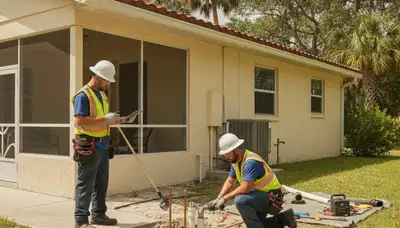 Lakeland, FL plumbing repair technician servicing a residential pipe leak