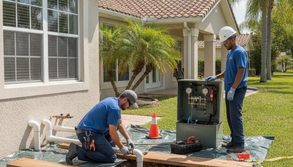 Lakeland FL plumbing repair technician servicing residential pipes and fixtures