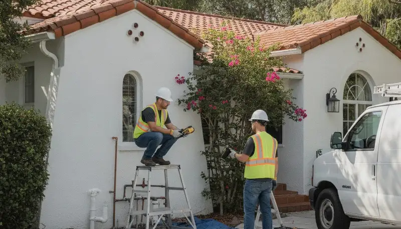 Lakeland, FL plumbing repair technician fixing a residential pipe leak