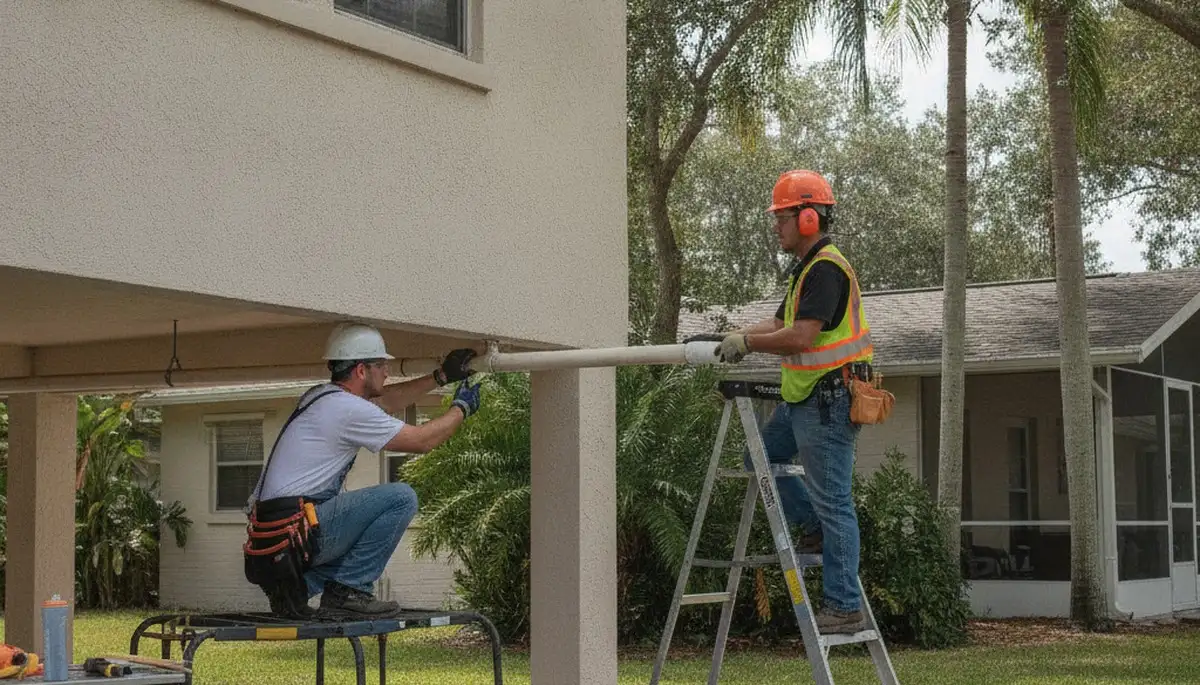Lakeland, FL plumbing repair technician fixing a residential pipe leak