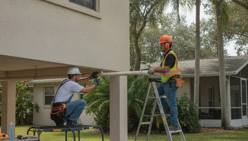 Lakeland, FL plumbing repair technician fixing a residential pipe leak
