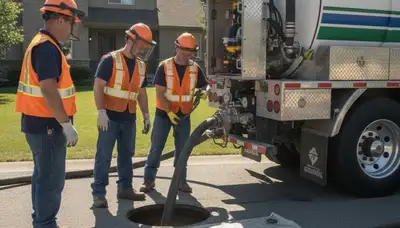 Septic pumping service truck for Lakeland, FL homes by On Call Plumbers