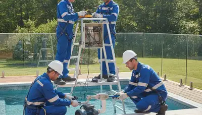 Lakeland, FL plumbers repairing a home spa for reliable residential plumbing service