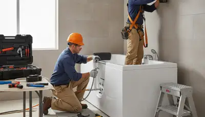 Lakeland, FL plumber installing a walk-in tub for safer bathing and home accessibility