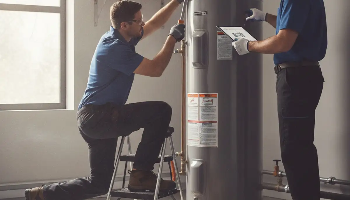 Water heater repair technician serving Lakeland, FL on a residential plumbing service call